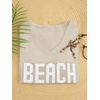 image:imageRoseSeek Womens Beach Cover Ups Letter Long Sleeve V Neck Beach Sweater Split Hem Knit Crochet Tops Pullovers Jumper TopLight Grey