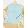 image:imageRoseSeek Womens Beach Cover Ups Letter Long Sleeve V Neck Beach Sweater Split Hem Knit Crochet Tops Pullovers Jumper TopLight Mint Blue