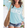 image:imageRoseSeek Womens Beach Cover Ups Letter Long Sleeve V Neck Beach Sweater Split Hem Knit Crochet Tops Pullovers Jumper TopLight Mint Blue