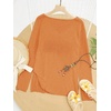 image:imageRoseSeek Womens Beach Cover Ups Letter Long Sleeve V Neck Beach Sweater Split Hem Knit Crochet Tops Pullovers Jumper TopLight Orange