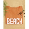 image:imageRoseSeek Womens Beach Cover Ups Letter Long Sleeve V Neck Beach Sweater Split Hem Knit Crochet Tops Pullovers Jumper TopLight Orange