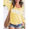 image:imageRoseSeek Womens Beach Cover Ups Letter Long Sleeve V Neck Beach Sweater Split Hem Knit Crochet Tops Pullovers Jumper TopLight Yellow