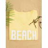 image:imageRoseSeek Womens Beach Cover Ups Letter Long Sleeve V Neck Beach Sweater Split Hem Knit Crochet Tops Pullovers Jumper TopLight Yellow