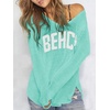 image:imageRoseSeek Womens Beach Cover Ups Letter Long Sleeve V Neck Beach Sweater Split Hem Knit Crochet Tops Pullovers Jumper TopMint Blue