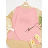 image:imageRoseSeek Womens Beach Cover Ups Letter Long Sleeve V Neck Beach Sweater Split Hem Knit Crochet Tops Pullovers Jumper TopPink