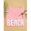 image:imageRoseSeek Womens Beach Cover Ups Letter Long Sleeve V Neck Beach Sweater Split Hem Knit Crochet Tops Pullovers Jumper TopPink