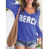 image:imageRoseSeek Womens Beach Cover Ups Letter Long Sleeve V Neck Beach Sweater Split Hem Knit Crochet Tops Pullovers Jumper TopRoyal Blue