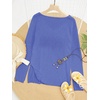 image:imageRoseSeek Womens Beach Cover Ups Letter Long Sleeve V Neck Beach Sweater Split Hem Knit Crochet Tops Pullovers Jumper TopRoyal Blue