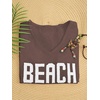 image:imageRoseSeek Womens Beach Cover Ups Letter Long Sleeve V Neck Beach Sweater Split Hem Knit Crochet Tops Pullovers Jumper TopRust Brown