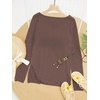image:imageRoseSeek Womens Beach Cover Ups Letter Long Sleeve V Neck Beach Sweater Split Hem Knit Crochet Tops Pullovers Jumper TopRust Brown