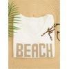 image:imageRoseSeek Womens Beach Cover Ups Letter Long Sleeve V Neck Beach Sweater Split Hem Knit Crochet Tops Pullovers Jumper TopWhite