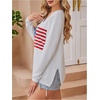 image:imageRoseSeek Womens Beach Cover Ups Letter Long Sleeve V Neck Beach Sweater Split Hem Knit Crochet Tops Pullovers Jumper TopWhite Red and Blue