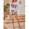image:imageRoseSeek Womens Beach Cover Ups Letter Long Sleeve V Neck Beach Sweater Split Hem Knit Crochet Tops Pullovers Jumper TopWhite Red and Blue