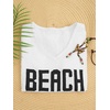 image:imageRoseSeek Womens Beach Cover Ups Letter Long Sleeve V Neck Beach Sweater Split Hem Knit Crochet Tops Pullovers Jumper TopWhite and Black