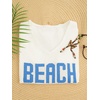 image:imageRoseSeek Womens Beach Cover Ups Letter Long Sleeve V Neck Beach Sweater Split Hem Knit Crochet Tops Pullovers Jumper TopWhite and Blue