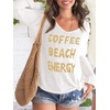 image:imageRoseSeek Womens Beach Cover Ups Letter Long Sleeve V Neck Beach Sweater Split Hem Knit Crochet Tops Pullovers Jumper TopWhite and Khaki