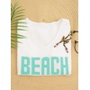 image:imageRoseSeek Womens Beach Cover Ups Letter Long Sleeve V Neck Beach Sweater Split Hem Knit Crochet Tops Pullovers Jumper TopWhite and Mint Green