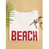 image:imageRoseSeek Womens Beach Cover Ups Letter Long Sleeve V Neck Beach Sweater Split Hem Knit Crochet Tops Pullovers Jumper TopWhite and Red