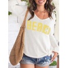image:imageRoseSeek Womens Beach Cover Ups Letter Long Sleeve V Neck Beach Sweater Split Hem Knit Crochet Tops Pullovers Jumper TopWhite and Yellow