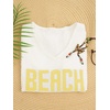 image:imageRoseSeek Womens Beach Cover Ups Letter Long Sleeve V Neck Beach Sweater Split Hem Knit Crochet Tops Pullovers Jumper TopWhite and Yellow