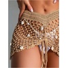 image:imageRoseSeek Womens Beach Cover Ups Skirt Crochet Out Shell Drawstring Front Bathing Suit Cover Up SwimwearKhaki