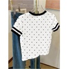 image:imageRoseSeek Womens Beaded Sequin Bowknot T Shirt Short Sleeve Crew Neck Embroidery Trendy Tee Y2k TopsBlack Dots White