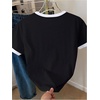 image:imageRoseSeek Womens Beaded Sequin Bowknot T Shirt Short Sleeve Crew Neck Embroidery Trendy Tee Y2k TopsBlack and White
