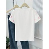 image:imageRoseSeek Womens Beaded Sequin Bowknot T Shirt Short Sleeve Crew Neck Embroidery Trendy Tee Y2k TopsBow White