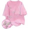 image:imageRoseSeek Womens Beaded Sequin Bowknot T Shirt Short Sleeve Crew Neck Embroidery Trendy Tee Y2k TopsLight Pink