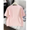 image:imageRoseSeek Womens Beaded Sequin Bowknot T Shirt Short Sleeve Crew Neck Embroidery Trendy Tee Y2k TopsLight Pink and White