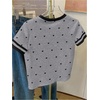 image:imageRoseSeek Womens Beaded Sequin Bowknot T Shirt Short Sleeve Crew Neck Embroidery Trendy Tee Y2k TopsMulticolor