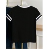 image:imageRoseSeek Womens Beaded Sequin Bowknot T Shirt Short Sleeve Crew Neck Embroidery Trendy Tee Y2k TopsStriped Black and White