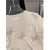 image:imageRoseSeek Womens Beaded Sequin Bowknot T Shirt Short Sleeve Crew Neck Embroidery Trendy Tee Y2k TopsWhite