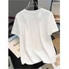 image:imageRoseSeek Womens Beaded Sequin Bowknot T Shirt Short Sleeve Crew Neck Embroidery Trendy Tee Y2k TopsWhite With Blue