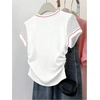 image:imageRoseSeek Womens Beaded Sequin Bowknot T Shirt Short Sleeve Crew Neck Embroidery Trendy Tee Y2k TopsWhite and Bow Pink
