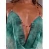 image:imageRoseSeek Womens Boho Floral Beaded Chain Camisole Top Backless Draped Neck Sleeveless Low Cut Crop TopsGreen