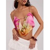 image:imageRoseSeek Womens Boho Floral Beaded Chain Camisole Top Backless Draped Neck Sleeveless Low Cut Crop TopsPink