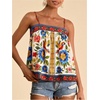 image:imageRoseSeek Womens Boho Floral Camisole Tops Graphic Spaghetti Strap Tank Top Beach Vacation ClothesBlue Floral
