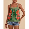 image:imageRoseSeek Womens Boho Floral Camisole Tops Graphic Spaghetti Strap Tank Top Beach Vacation ClothesGreen