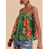 image:imageRoseSeek Womens Boho Floral Camisole Tops Graphic Spaghetti Strap Tank Top Beach Vacation ClothesGreen