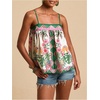 image:imageRoseSeek Womens Boho Floral Camisole Tops Graphic Spaghetti Strap Tank Top Beach Vacation ClothesGreen and White