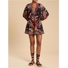 image:imageRoseSeek Womens Boho Floral V Neck Mini Dresses Bishop Sleeve Tie Open Back Tropical DressMulticolor Red