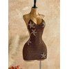 image:imageRoseSeek Womens Boho Sequin Mini Dress Halter Tie Back V Neck Bodycon Dresses Sparkle DressCoffee Brown