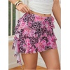 image:imageRoseSeek Womens Boho Tropical Floral Mini Skirts Bodycon Ruffle Layered Skirt Beach Vacation OutfitMulticolor Cheetah