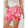 image:imageRoseSeek Womens Boho Tropical Floral Mini Skirts Bodycon Ruffle Layered Skirt Beach Vacation OutfitPink