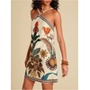 image:imageRoseSeek Womens Boho Tropical Tie Backless Halter Dresses Sleeveless Vacation Beach Short DressBeige and Orange