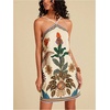 image:imageRoseSeek Womens Boho Tropical Tie Backless Halter Dresses Sleeveless Vacation Beach Short DressBeige and Orange