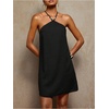 image:imageRoseSeek Womens Boho Tropical Tie Backless Halter Dresses Sleeveless Vacation Beach Short DressBlack