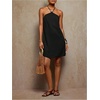 image:imageRoseSeek Womens Boho Tropical Tie Backless Halter Dresses Sleeveless Vacation Beach Short DressBlack