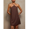 image:imageRoseSeek Womens Boho Tropical Tie Backless Halter Dresses Sleeveless Vacation Beach Short DressBrown